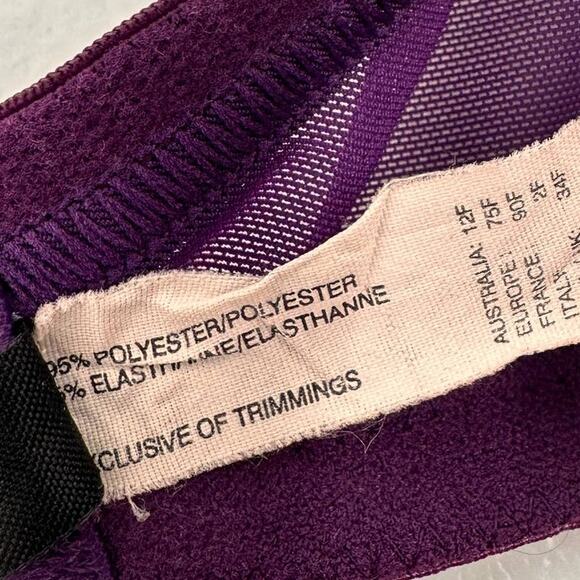 Adore Me Purple & White Satin Lace Padded Push-Up Bra Size 34F - Picture 7 of 8